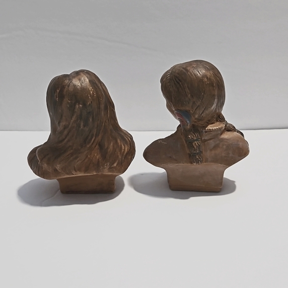 Lily of the Mohawk (2) Porcelain Native American Bust Figures Statues Brown - Picture 4 of 7